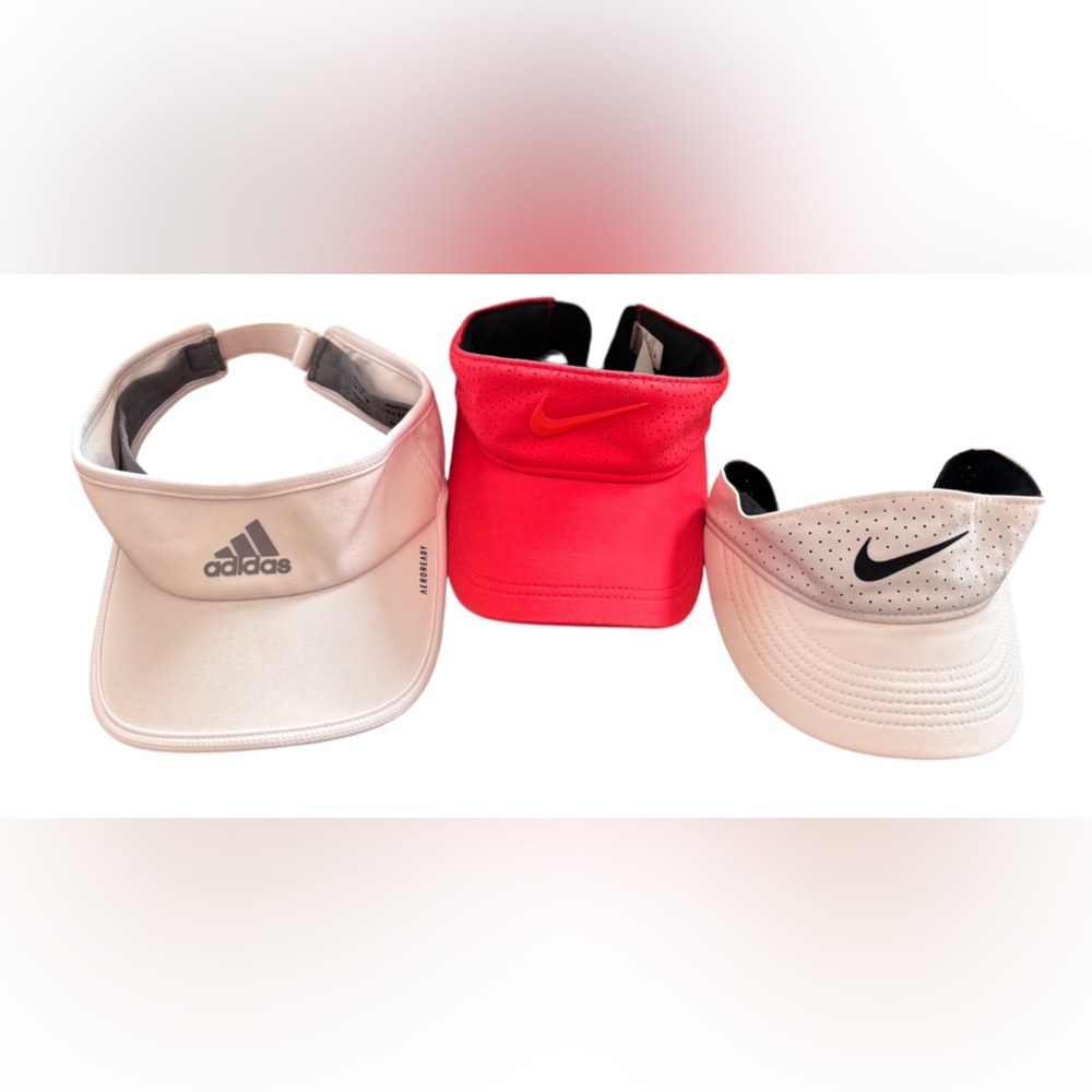 Adidas and Nike women’s Visors - White, Red, and Black
